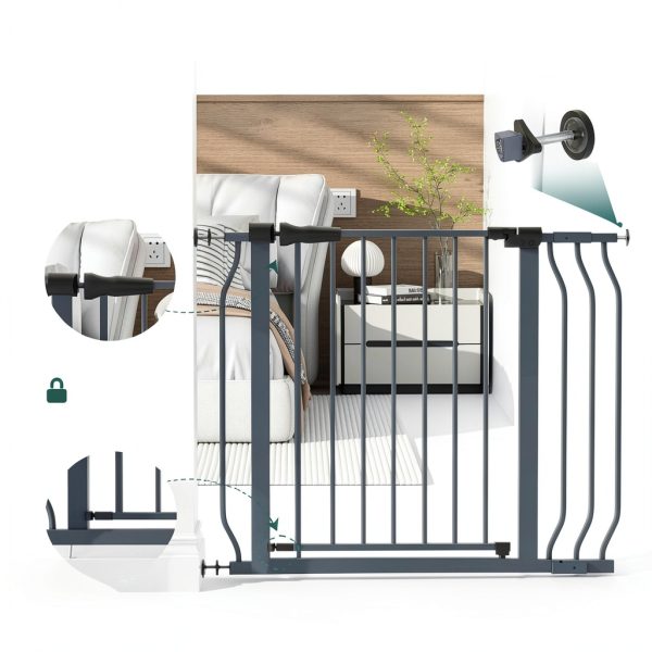 Adjustable Baby Gate ELEVON Metal Grey Design-4