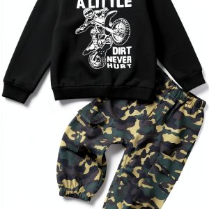 Baby Boys' Camouflage Pullover Sweatshirt and Pants Set-0