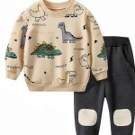 Toddler Boy Dinosaur Pants KidStyle Soft Cotton Blend Elastic Waist-0