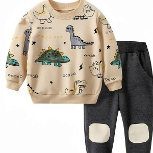 Toddler Boy Dinosaur Pants KidStyle Soft Cotton Blend Elastic Waist-0