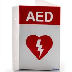 HeartStart AED Wall Sign Red Hanging Sign for Defibrillator Visibility-0