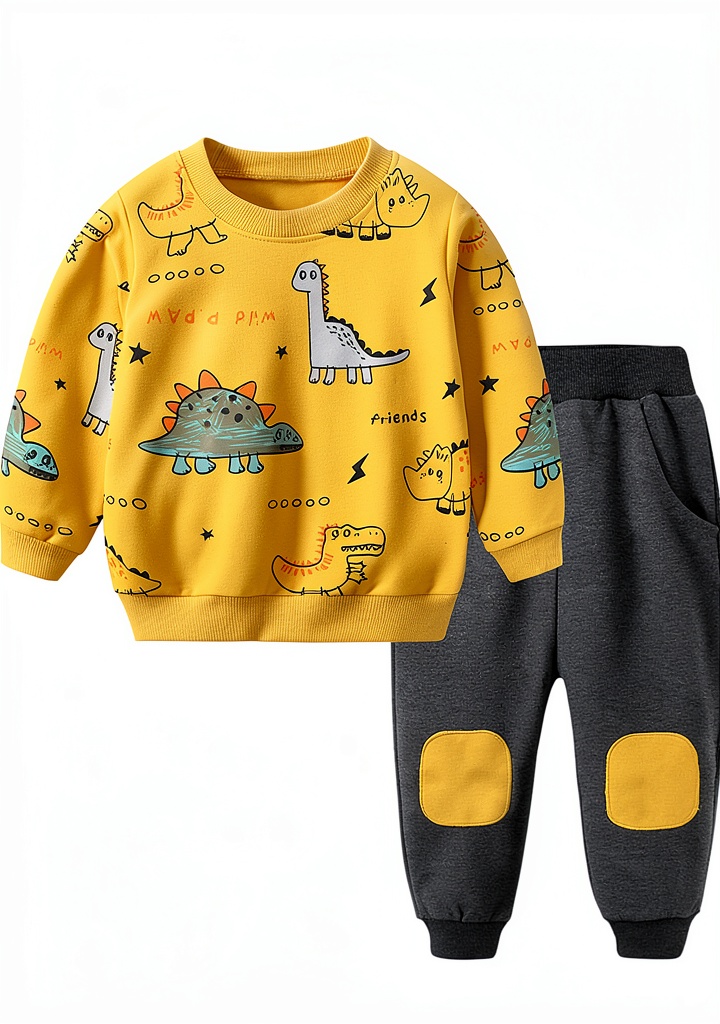 Dinosaur Toddler Boy Pants – Cotton Blend, Elastic Waist, 2-3T to 5-6Y displayed on a child during play