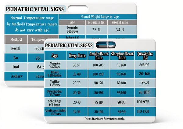 3 PCS Pediatric Vital Signs Badge Card Lab Values Rn Badge Cards for Pediatric Nurses, Clinicals and RN Students Nursing School Supplies and Accessories(2.2 x 3.8 Inches)-0