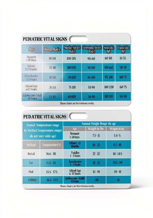 3 PCS Pediatric Vital Signs Badge Card Lab Values Rn Badge Cards for Pediatric Nurses, Clinicals and RN Students Nursing School Supplies and Accessories(2.2 x 3.8 Inches)-1