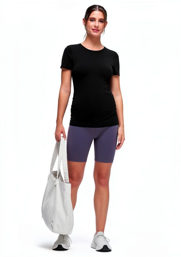 CRZ YOGA Softembrace Maternity Crewneck Short Sleeve Shirts - Soft Casual Pregnancy Tops Going Out Basic T-Shirts for Women-2