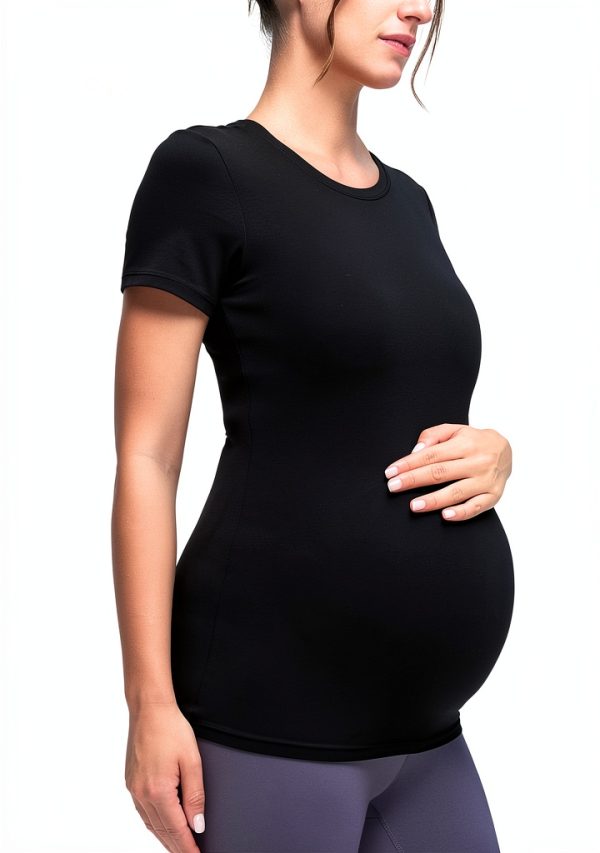 CRZ YOGA Softembrace Maternity Crewneck Short Sleeve Shirts - Soft Casual Pregnancy Tops Going Out Basic T-Shirts for Women-3