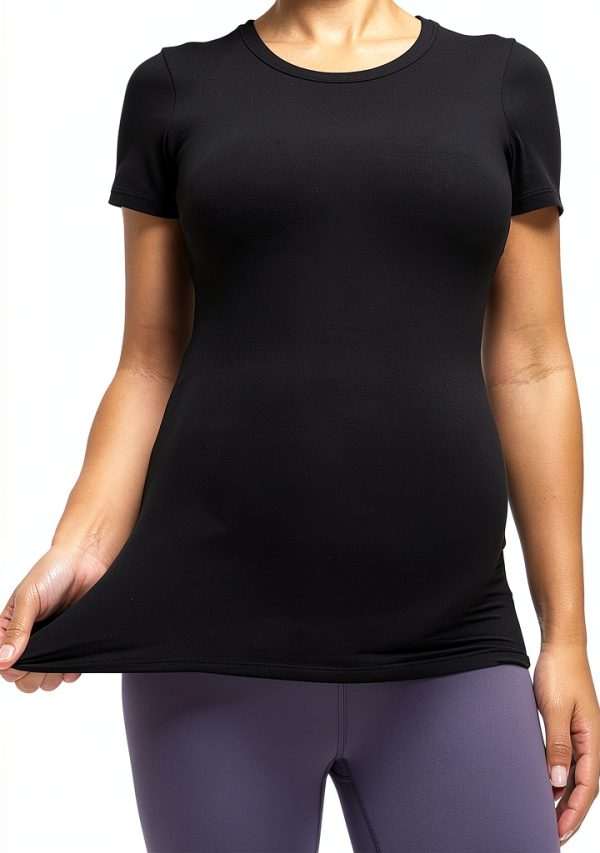 CRZ YOGA Softembrace Maternity Crewneck Short Sleeve Shirts - Soft Casual Pregnancy Tops Going Out Basic T-Shirts for Women-4