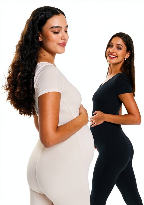 POSHDIVAH Women's Maternity Jumpsuit Romper Pregnancy Short Sleeve T Shirts Bodycon Bodysuit Shapewear-4