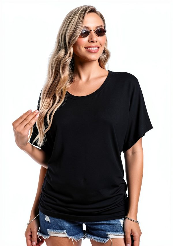 Ekouaer Maternity Shirts 3 Packs Dolman Sleeve Side Ruched Tops Tunic Casual Pregnancy Clothes-1