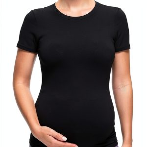 CRZ YOGA Softembrace Maternity Crewneck Short Sleeve Shirts - Soft Casual Pregnancy Tops Going Out Basic T-Shirts for Women-0
