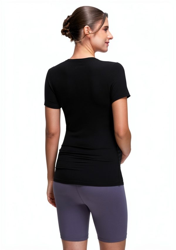 CRZ YOGA Softembrace Maternity Crewneck Short Sleeve Shirts - Soft Casual Pregnancy Tops Going Out Basic T-Shirts for Women-1