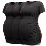 Smallshow Women's Maternity Shirts Ribbed Ruched Pregnancy Clothes Tops 3 Packs-0