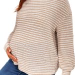 Women's Maternity Striped T Shirts Long Sleeve Crew Neck Drop Shoulder Fall Tops Maternity Clothes-0