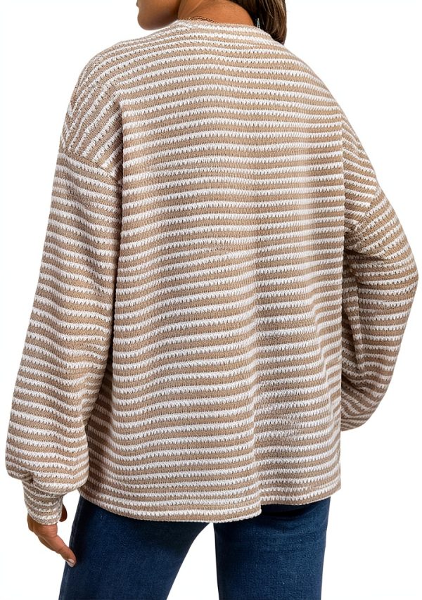 Women's Maternity Striped T Shirts Long Sleeve Crew Neck Drop Shoulder Fall Tops Maternity Clothes-2