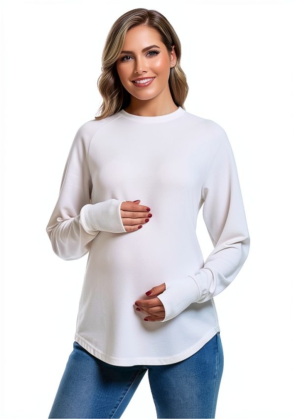 Bhome Maternity Long Sleeve Shirts 3 Pack Loose Fit Casual Tops with-3