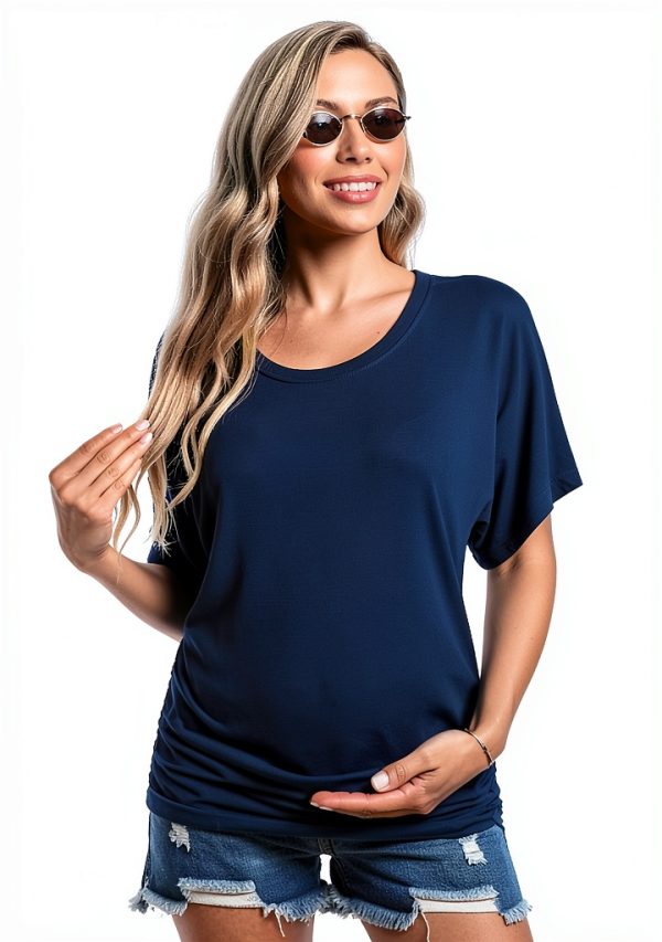 Ekouaer Maternity Shirts 3 Packs Dolman Sleeve Side Ruched Tops Tunic Casual Pregnancy Clothes-3