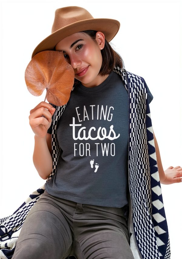 Eating Tacos for Two Maternity Shirt Cute Mama Graphic Tee Funny Mom-1